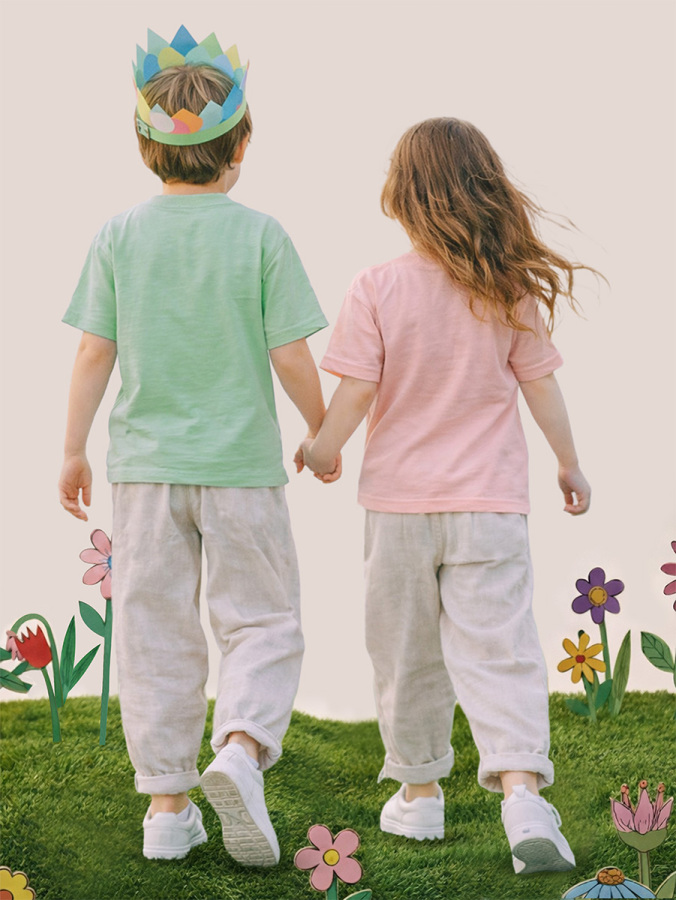 Erkek Kız Çocuk Unisex Pantolon Dokuma Bol Kesim Duble Paça İlkbahar/Yaz 2-8 Yaş - 2