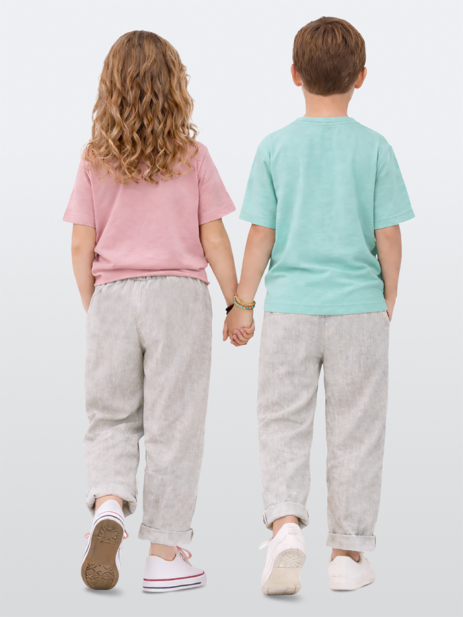 Erkek Kız Çocuk Unisex Pantolon Dokuma Bol Kesim Duble Paça İlkbahar/Yaz 2-8 Yaş - 2