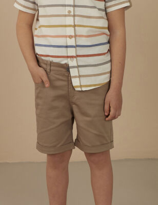 Açık Haki Erkek Çocuk Gabardin Şort - 1