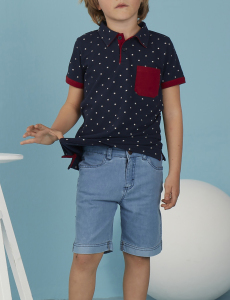 Açık Mavi Yıkamalı Erkek Çocuk Denim Şort - Ollie&Olla