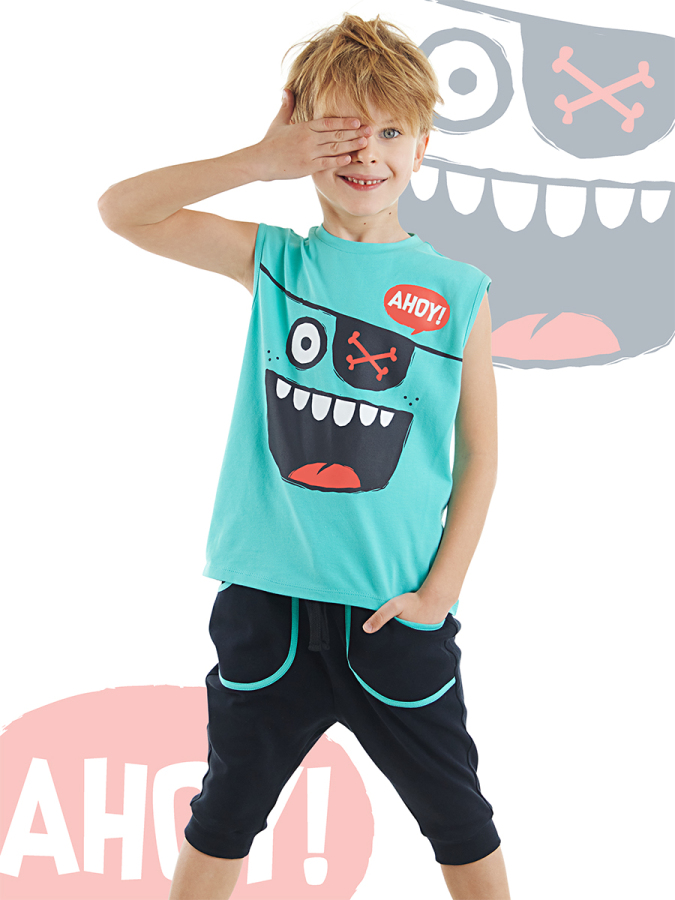 Ahoy Erkek Çocuk T-shirt Kapri Şort Takım - 1