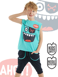 Ahoy Erkek Çocuk T-shirt Kapri Şort Takım - Denokids