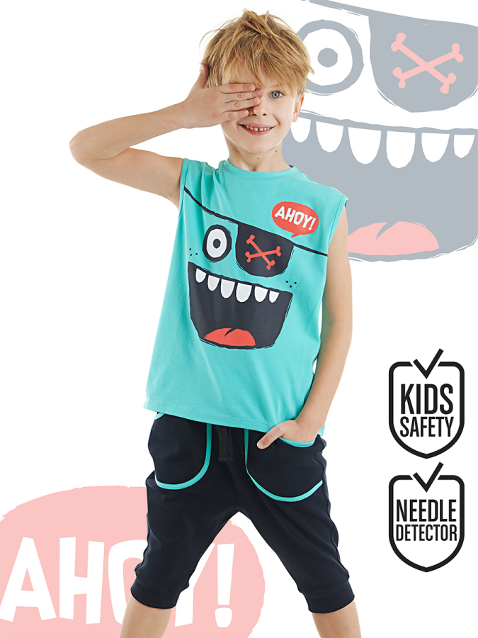 Ahoy Erkek Çocuk T-shirt Kapri Şort Takım - 1