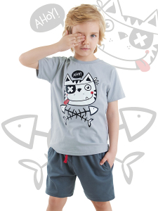Ahoy Kedi Erkek Çocuk Yazlık T-shirt Şort Takım - 1