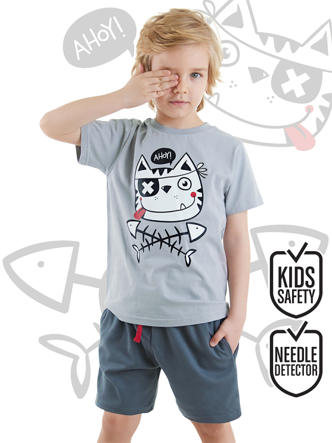Ahoy Kedi Erkek Çocuk Yazlık T-shirt Şort Takım - 1