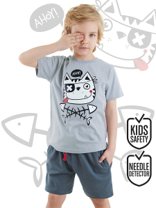 Ahoy Kedi Erkek Çocuk Yazlık T-shirt Şort Takım - Denokids