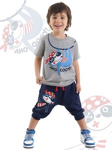 Tembel Hayvan Erkek Çocuk Yazlık T-shirt Kapri Takım - 1