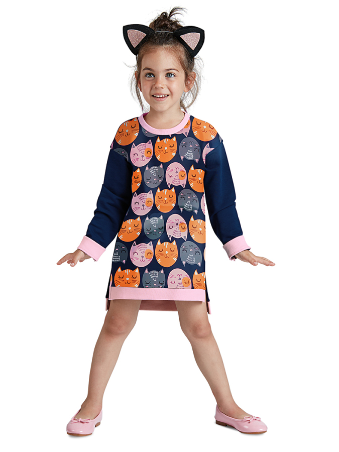 All Cats Navy Girl Dress - 1