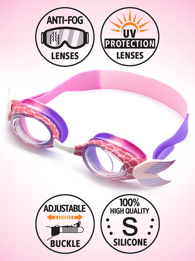 Anti-Fog UV Protected Mermaid Girl Swimming Goggles - 1