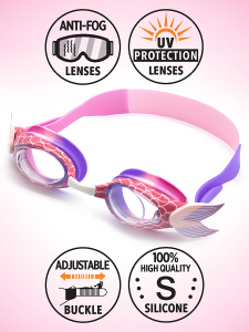 Anti-Fog UV Protected Mermaid Girl Swimming Goggles - 1