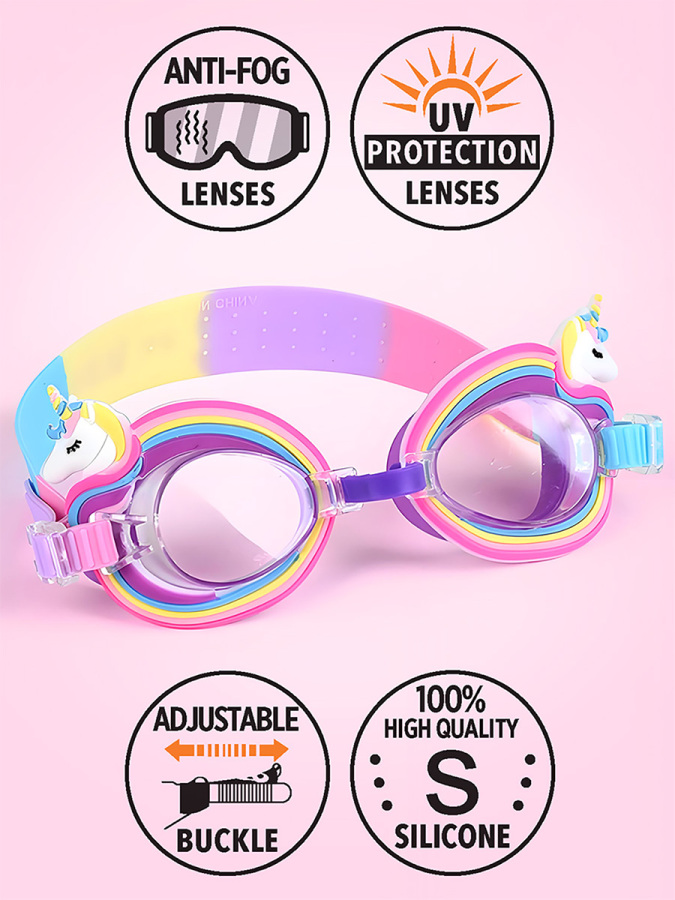 Anti-Fog UV Protected Unicorn Girl Swimming Goggles - 1