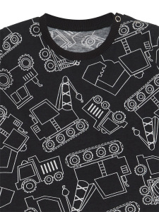 Araba Erkek Bebek Siyah Yazlık T-Shirt Kapri Şort Takım - 9