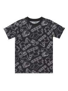 Araba Erkek Çocuk Siyah Yazlık T-Shirt Kapri Şort Takım - 5