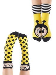 Arı Kız Çocuk Sarı Siyah Soket Çorap 2'li Takım - Thumbnail