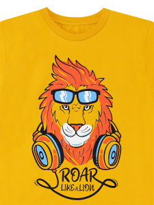 Aslan Sarı Erkek Çocuk Cep Detaylı Yazlık T-shirt Kapri Şort Takım - 8