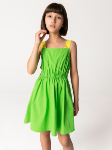 Askılı Beli Açık Pamuklu Kız Çocuk Elbise - 2