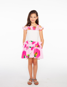Askılı Çiçek Desenli Kız Çocuk Elbise - SheShe