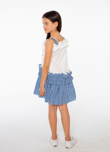 Askılı Marin Pamuklu Kız Çocuk Elbise - 3