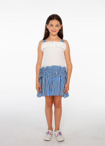 Askılı Marin Pamuklu Kız Çocuk Elbise - SheShe