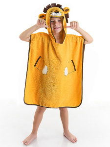 Aslan Erkek Çocuk Havlu Panço - Denokids