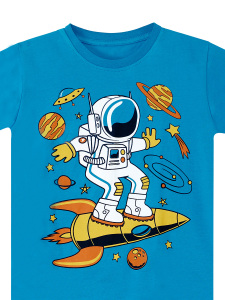 Astronot Lacivert Erkek Çocuk Yazlık T-shirt Kapri Şort Takım - 8