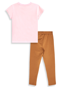 Kız Çocuk Takım Çiçekli Ayıcıklı Tunik Boy T-shirt Tayt Yazlık 2-8 Yaş - 5