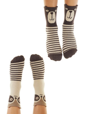 Ayı ve Rakun Erkek Çocuk 2'li Soket Çorap Takım
