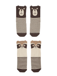 Ayı ve Rakun Erkek Çocuk 2'li Soket Çorap Takım - Thumbnail
