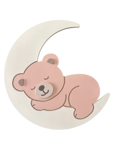 Pembe El Boyaması 3’lü Bebek Odası Gece Lambası Seti + 56 Adet Yıldız Sticker – Ayıcık Ay Bulut Balon LED Lamba - Piller Dahil - 3