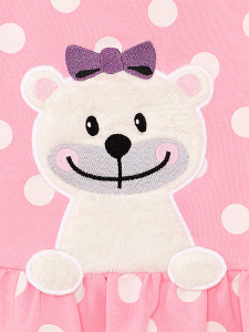 Ayıcık Kız Bebek Puantiyeli Pembe Elbise - 6