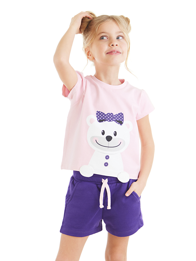 Ayıcık Kız Çocuk T-shirt Şort Takım - 1