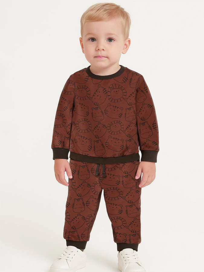 Baby Animals Baby Boy Brown Tracksuit - 1