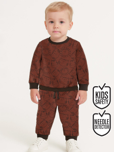 Baby Animals Baby Boy Brown Tracksuit - Denokids