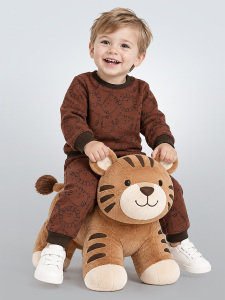 Baby Animals Baby Boy Brown Tracksuit - Denokids