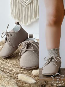 Baby Boy Genuine Leather Brown Shoes - Denokids