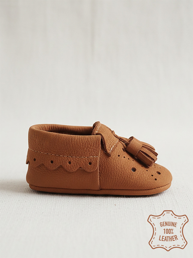 Baby Boy Nubuck Genuine Leather Tan Booties - 2