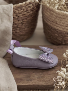 Baby Girl Genuine Leather Lilac Bow Ballet Flats - 2
