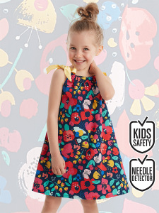 Bahar Çiçekli Kız Çocuk Askılı Yazlık Elbise - Denokids