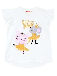 Balerin Hayvanlar Fırfırlı Puantiyeli Kız Çocuk Yazlık T-shirt Tayt Takım - 6