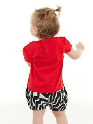 Balerin Zebra Kız Bebek T-Shirt Poplin Şort Takım - Thumbnail