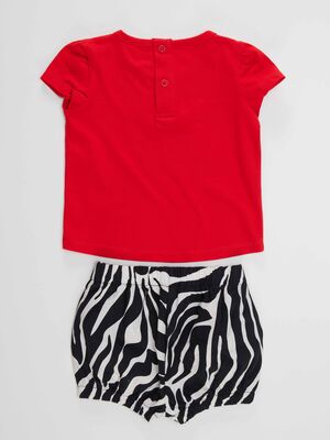 Balerin Zebra Kız Bebek T-Shirt Poplin Şort Takım