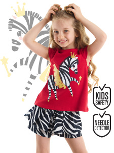 Balerin Zebra Kız Çocuk T-Shirt Şort Takım - Denokids