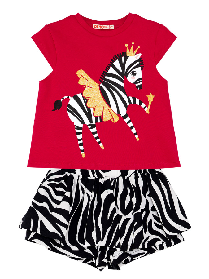 Balerin Zebra Kız Çocuk T-Shirt Şort Takım - 2