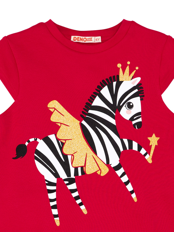 Balerin Zebra Kız Çocuk T-Shirt Şort Takım - 8