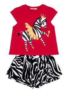Balerin Zebra Kız Çocuk T-Shirt Şort Takım - 2