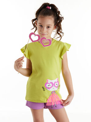 Balerina Cat Girl T-shirt&Shorts Set - 1