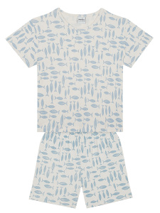 Balık Kısa Kollu Tshirt Şort Pijama Takımı - 2