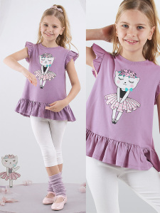 Ballerina Cat Girl T-shirt Leggings Set - Denokids