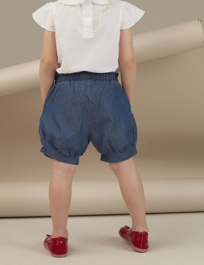 Balon Kesim Kız Çocuk Denim Şort - 2