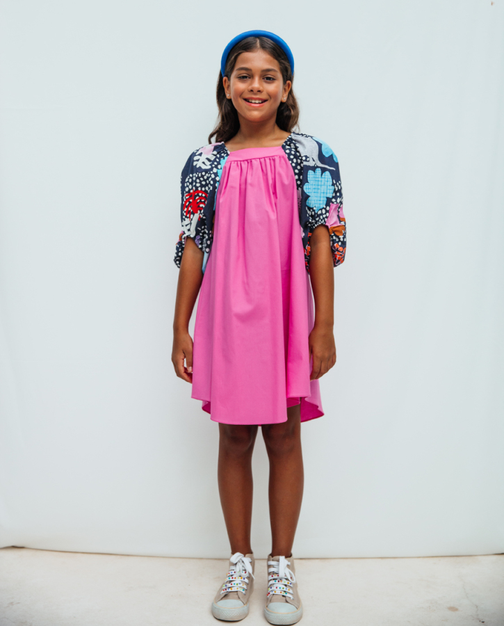 Balon Kollu Kız Çocuk Elbise - 1